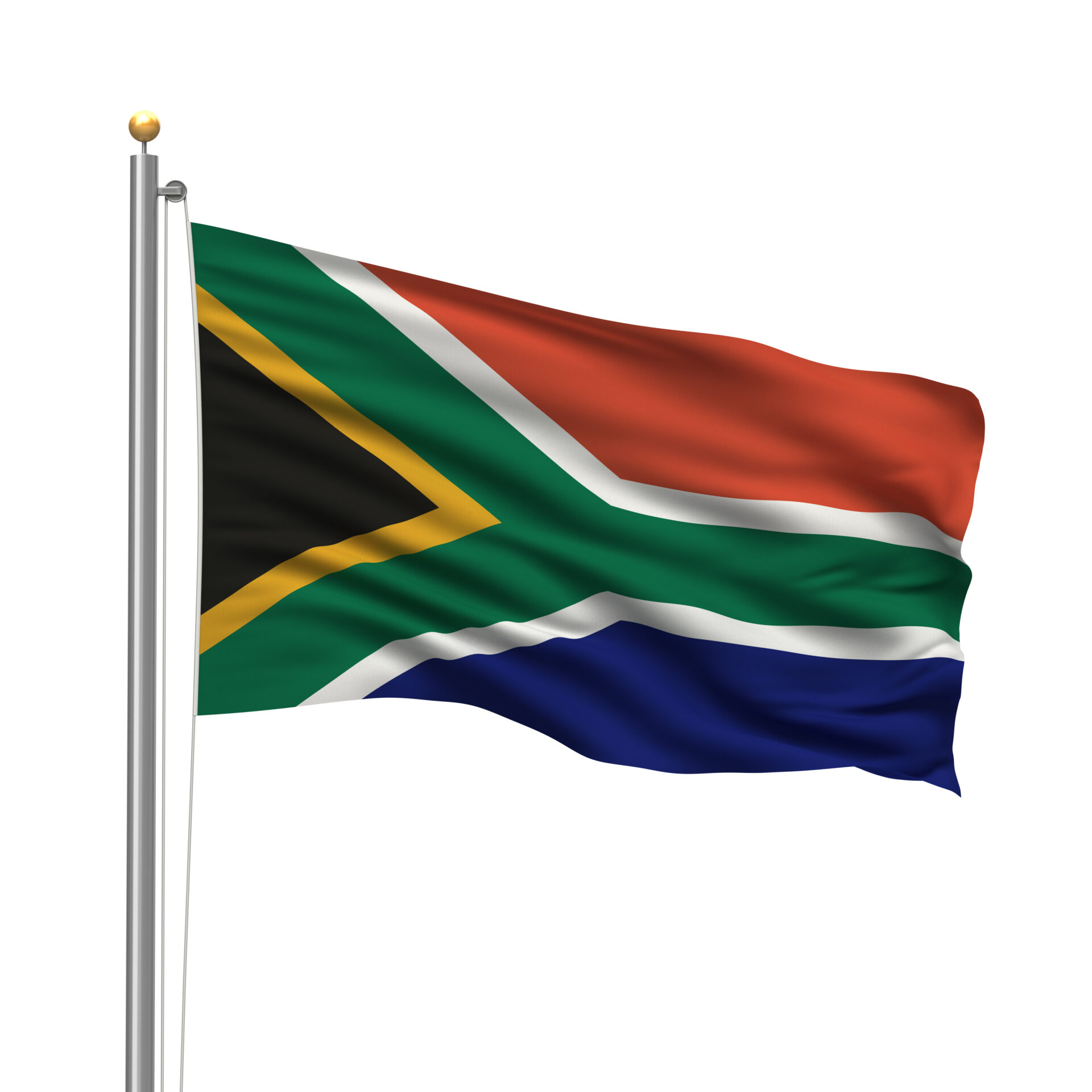Flag,Of,South,Africa,With,Flag,Pole,Waving,In,The