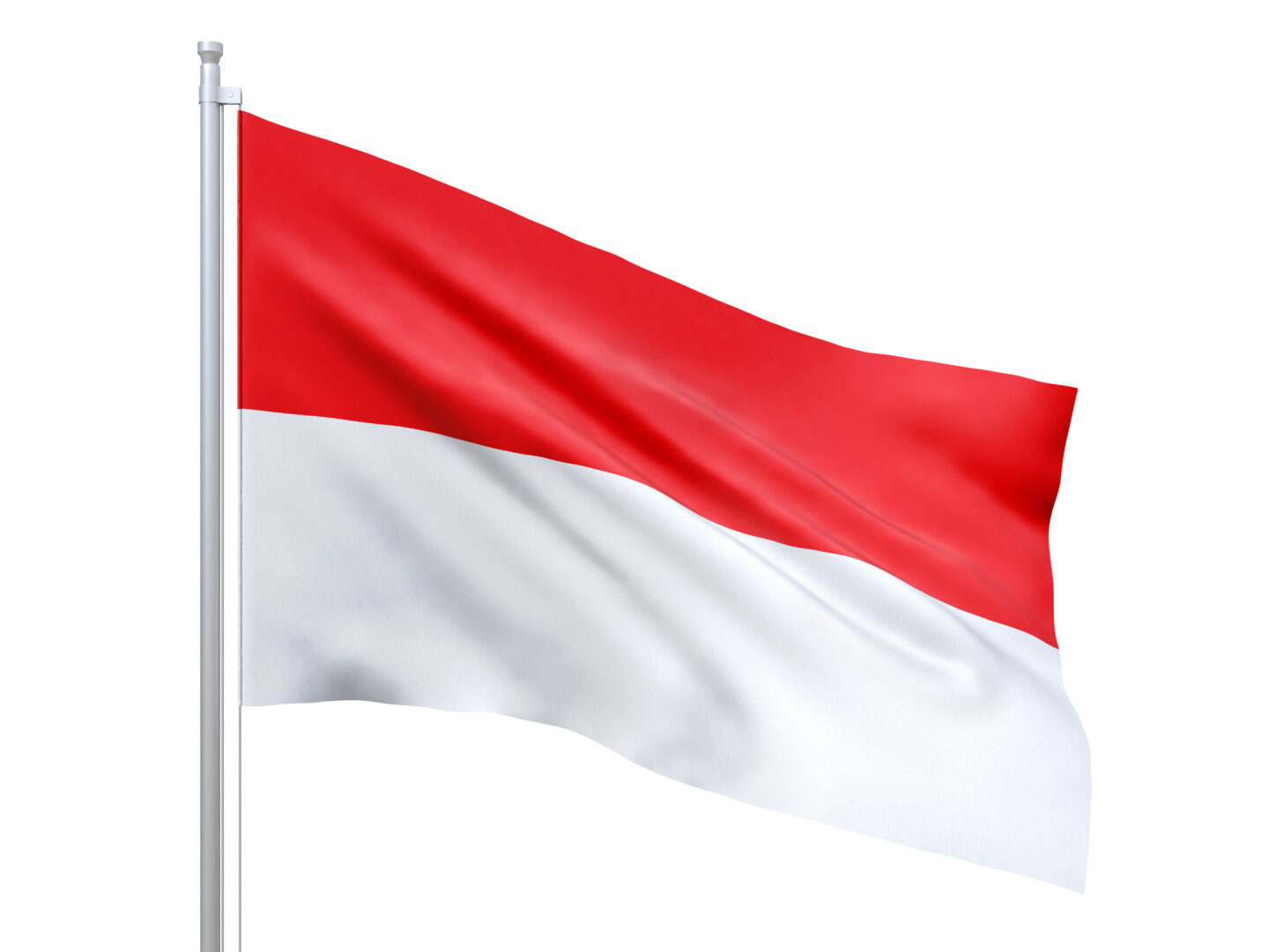 Indonesia,Flag,Waving,On,White,Background,,Close,Up,,Isolated.,3d