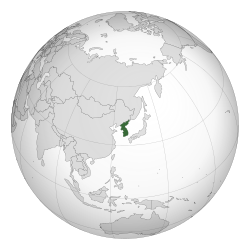 South Korea on a globe