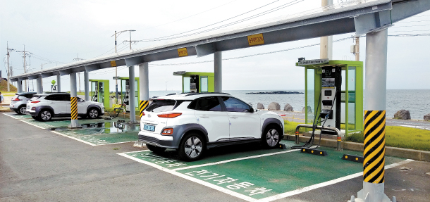 Hyundai EV charging station, Jeju Island, South Korea
